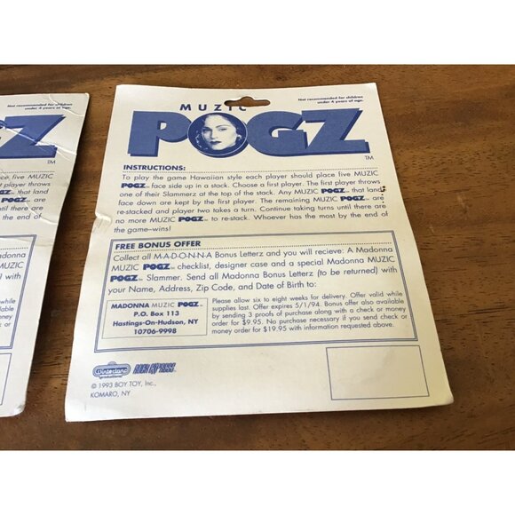 Vintage 1993 Set of 2 Madonna Pogz (Pogs) Series 1 SEALED - Picture 12 of 13